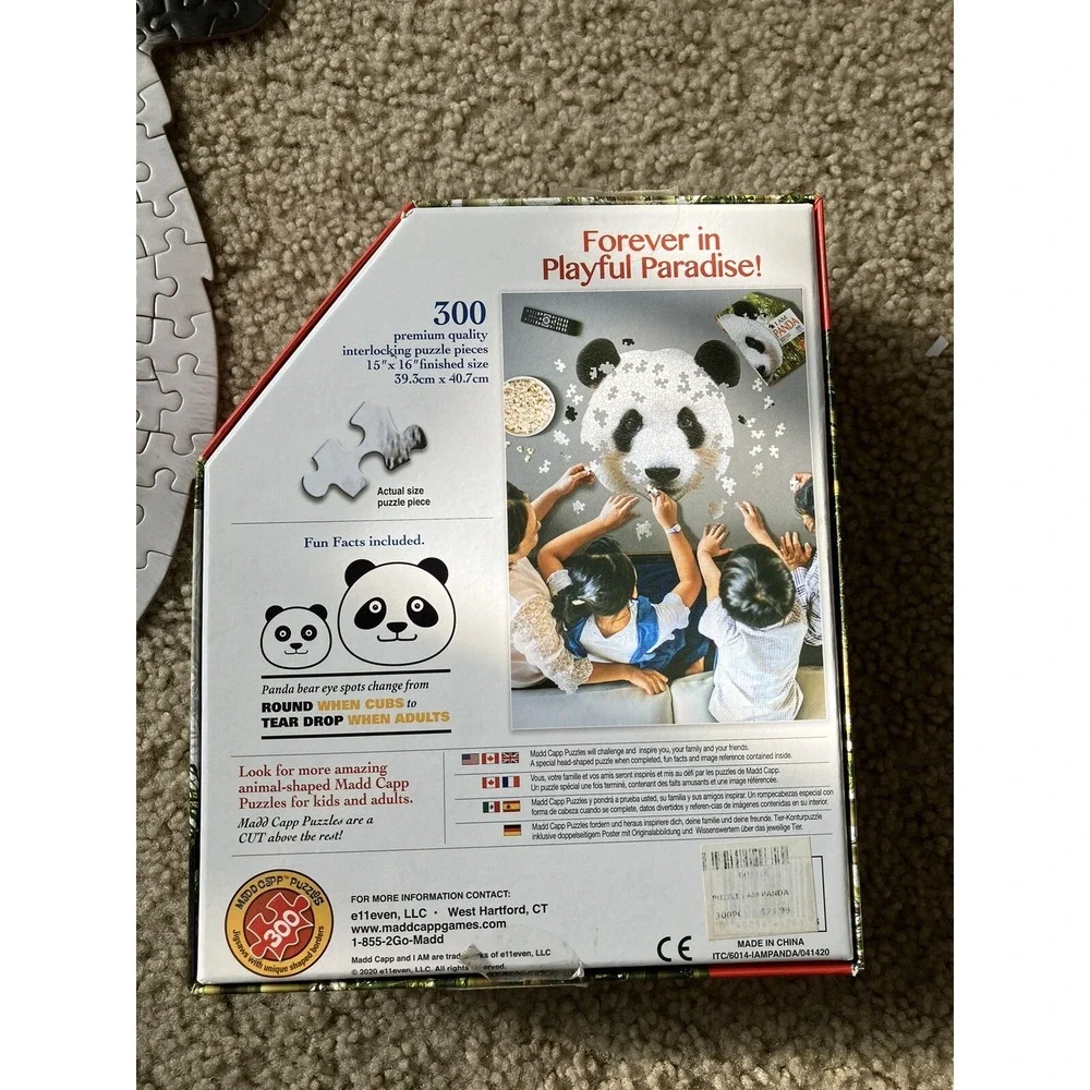 I AM Panda Animal Head-Shaped Jigsaw Puzzle 300 pcs 17